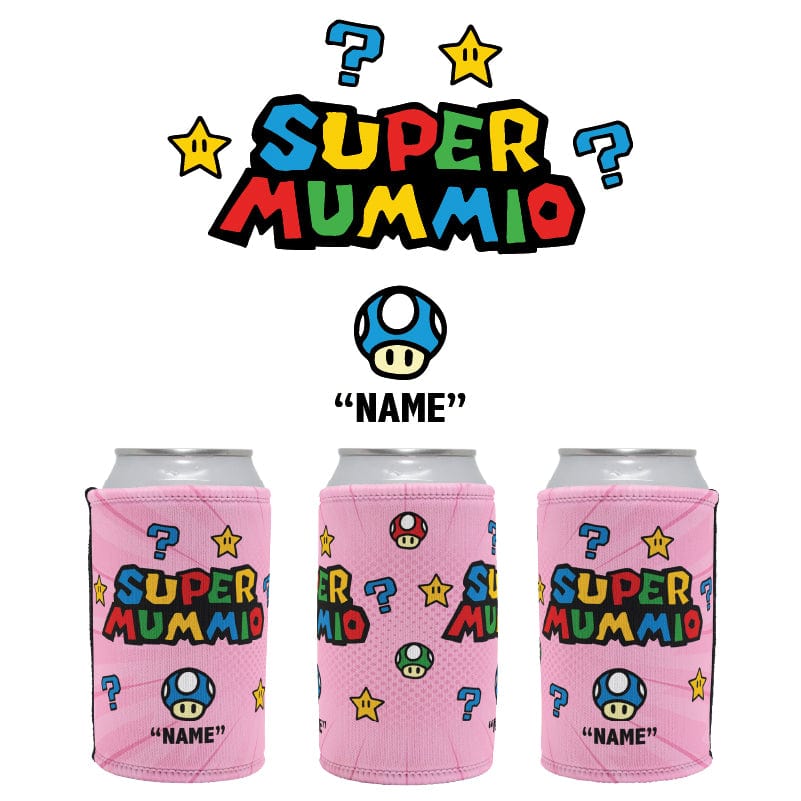 1 Name Super Mummio ⭐🍄 - Personalised Stubby Holder
