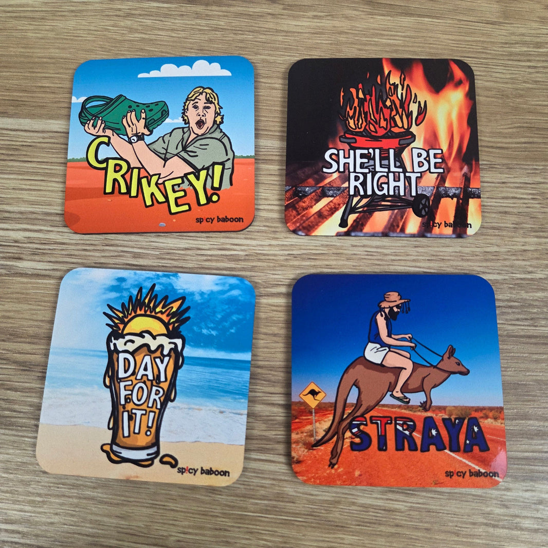 Cork-Base + Hard Surface Aussie Set (4-Pack) - Coaster Set ๐ฆ๐ป