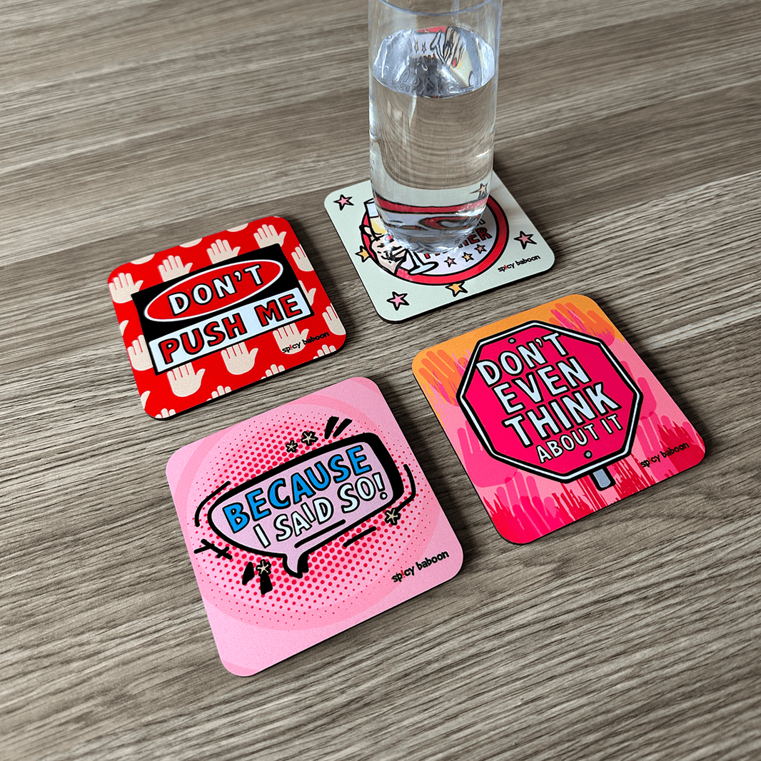 Cork-Base + Hard Surface Mum Sayings (4-pack) - Coaster Set