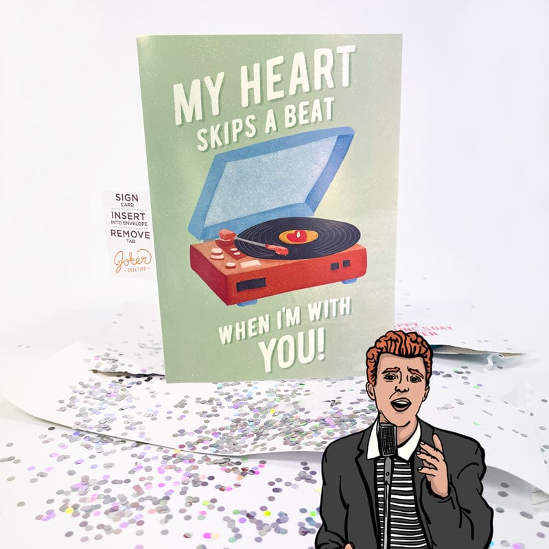 Endless Never Gonna Give You Up Valentines ❤️🔊 - Joker Greeting Prank Card (Glitter + Sound)