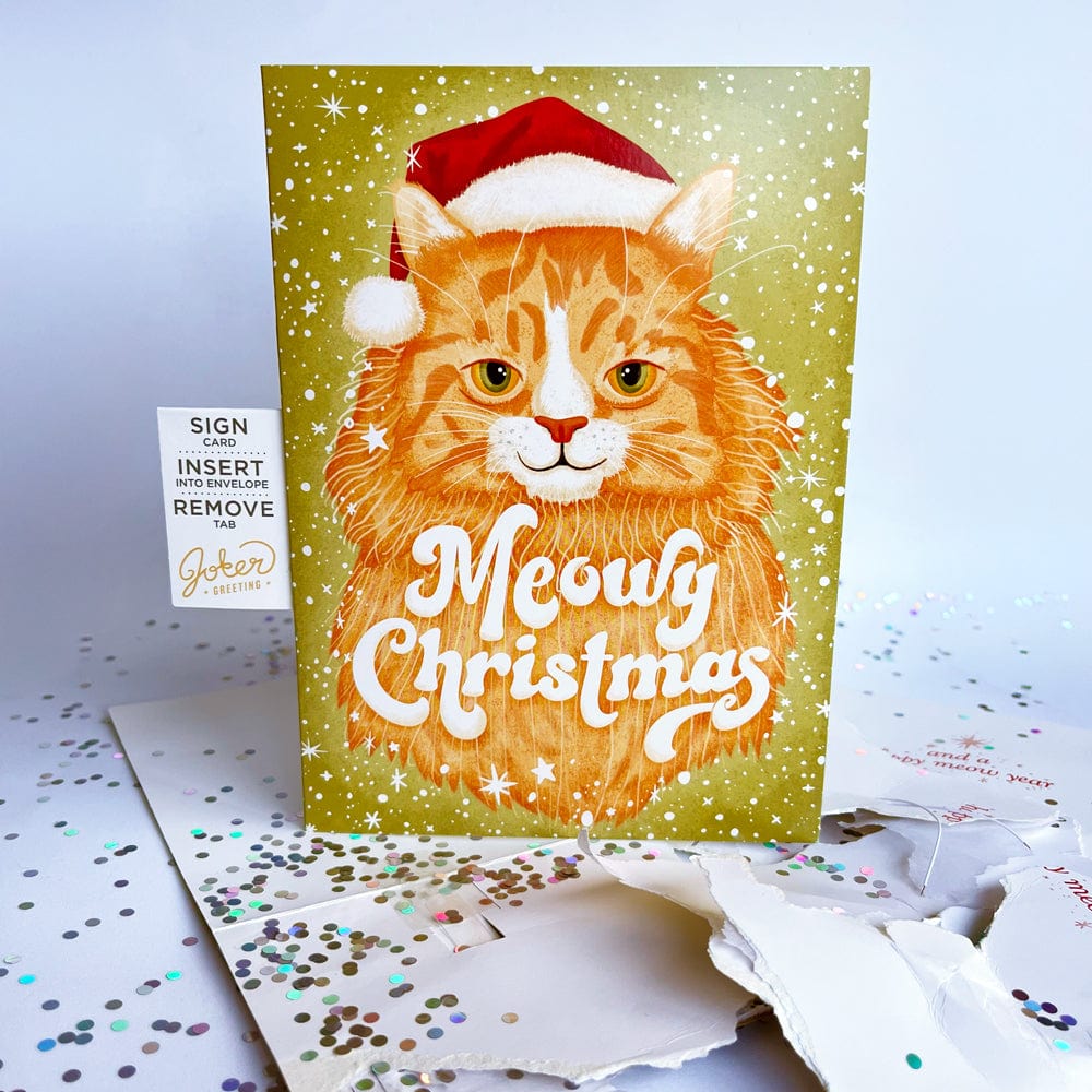 Meowy Christmas ๐ฑ๐๐ - Joker Greeting Prank Card (Glitter + Sound)