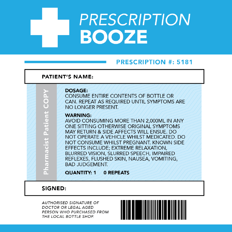 Prescription Booze 🍺📝 - Stubby Holder