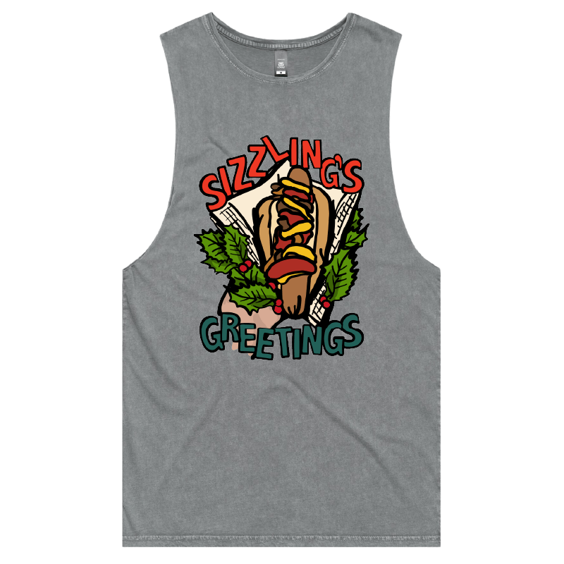 S / Ash / Large Front Design Sizzlin's Greetings ๐ญ๐
 - Tank