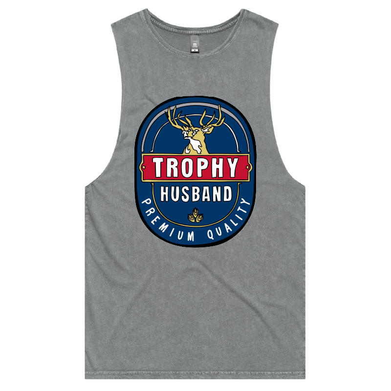 S / Ash / Large Front Design Trophy Husband 2heys ๐บ๐ โ Tank