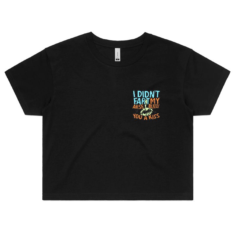 S / Black Kiss From Down Under 😘💨 – Women's Crop Top