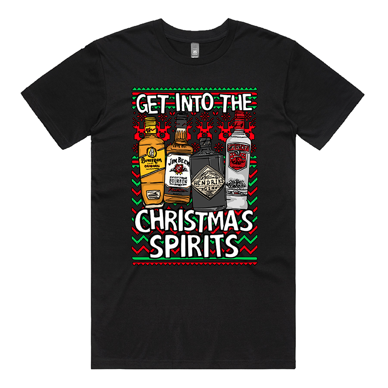S / Black / Large Front Design Christmas Spirits ๐ฅ - Men's T Shirt