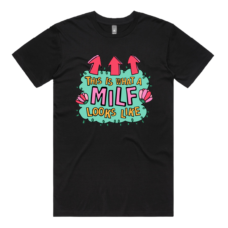 S / Black / Large Front Design MILF Looks Like ๐ โ Men's T Shirt