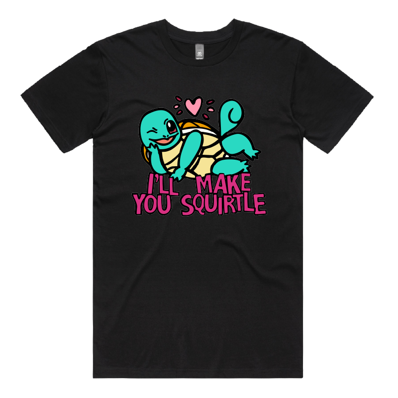S / Black / Large Front Design Squirtle Love โค๏ธ๐ฆ โ Men's T Shirt