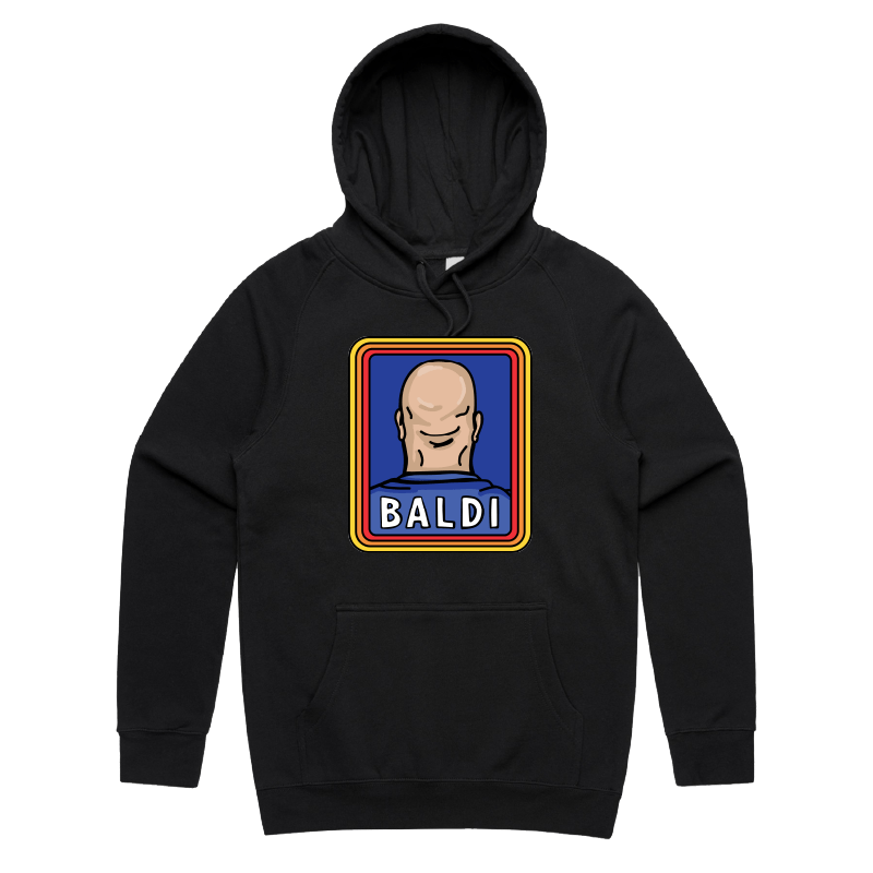 S / Black / Large Front Print Baldi ๐จ๐ปโ๐ฆฒโ๏ธ โ Unisex Hoodie