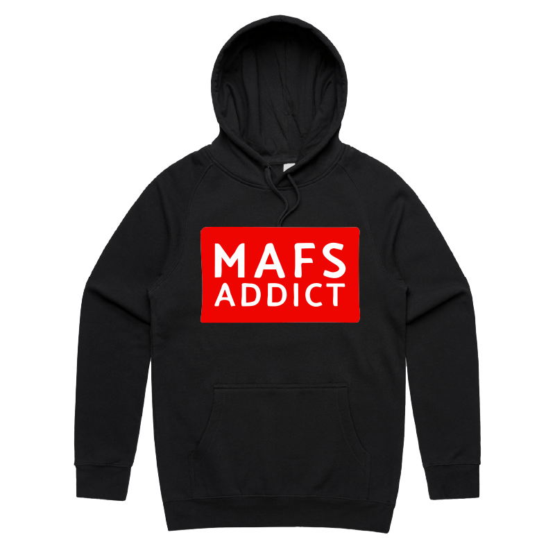 S / Black / Large Front Print MAFS Addict ๐๐๏ธ โ Unisex Hoodie