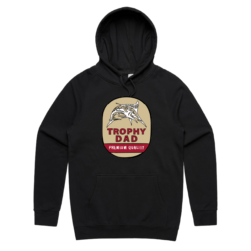 S / Black / Large Front Print Trophy Dad Northern ๐บ๐ โ Unisex Hoodie