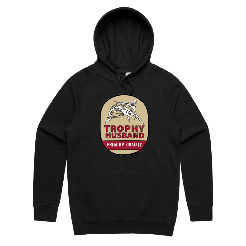 S / Black / Large Front Print Trophy Husband Northern ๐บ๐ โ Unisex Hoodie