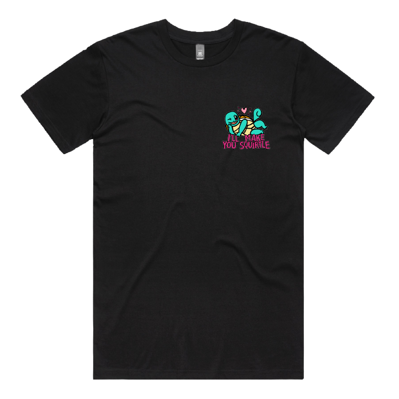 S / Black / Small Front Design Squirtle Love โค๏ธ๐ฆ โ Men's T Shirt