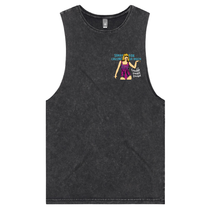 S / Black / Small Front Design Trouble, Trouble, Trouble โ Tank