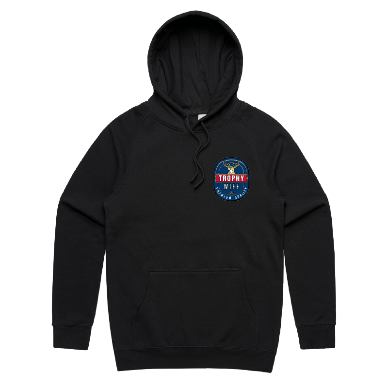 S / Black / Small Front Print Trophy Wife 2heys ๐บ๐ โ Unisex Hoodie