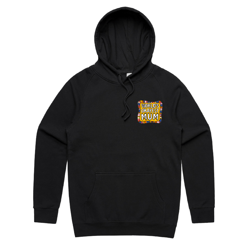 S / Black / Small Front Print World's Okayest Mum ๐๐ โ Unisex Hoodie