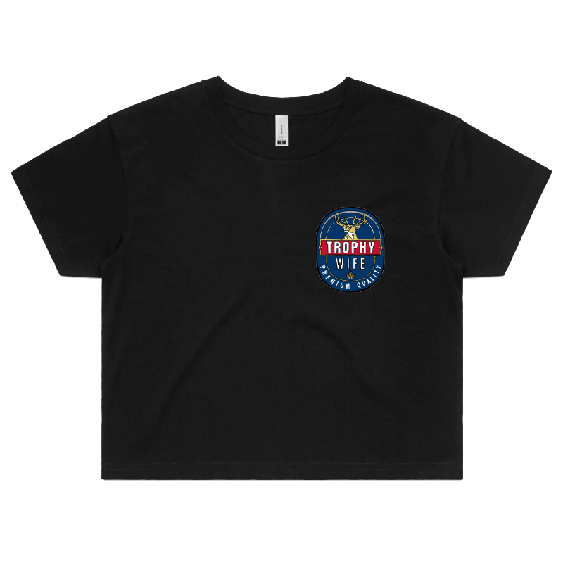 S / Black Trophy Wife 2heys 🍺🏆 – Women's Crop Top