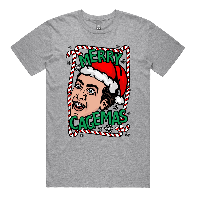 S / Grey / Large Front Design Merry Cagemas Saint Nicholas ๐คช๐
 - Men's T Shirt