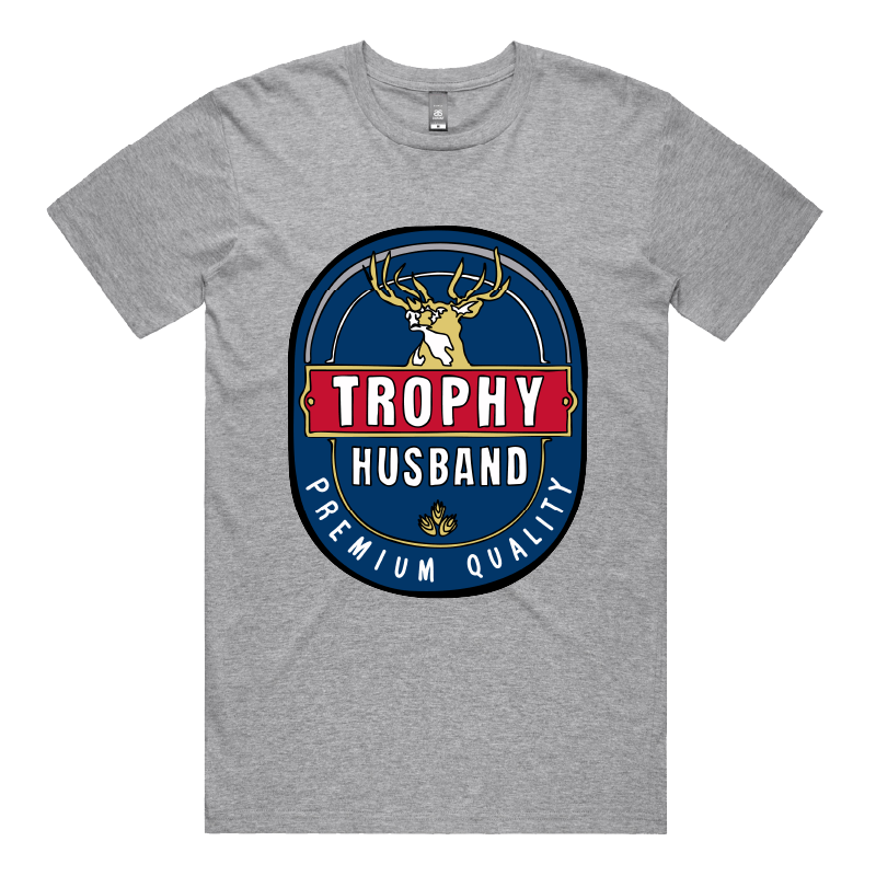 S / Grey / Large Front Design Trophy Husband 2heys ๐บ๐ โ Men's T Shirt