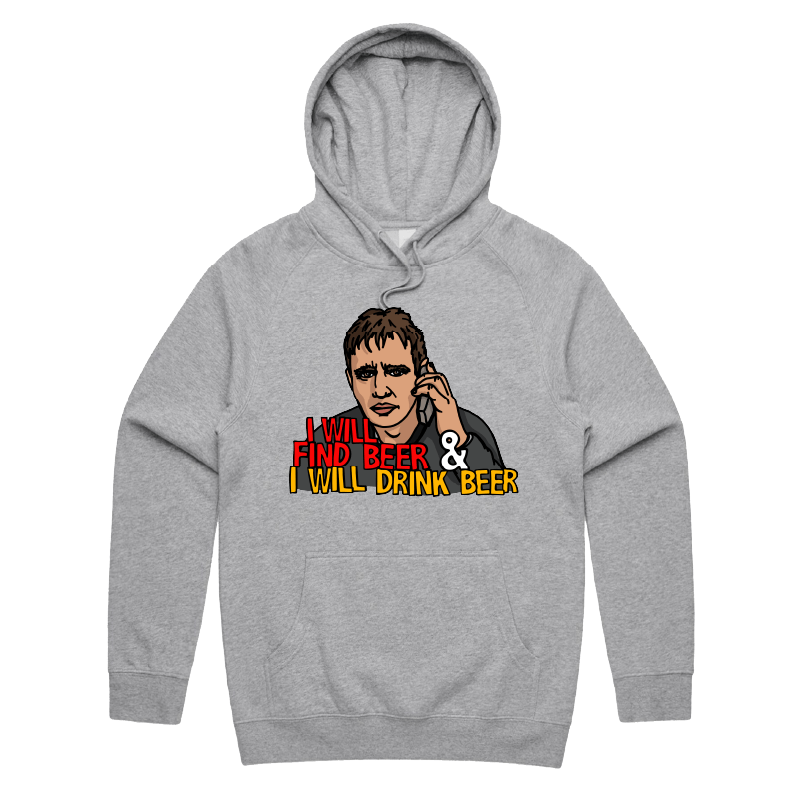 S / Grey / Large Front Print I will find beer ๐ญ๐ป - Unisex Hoodie