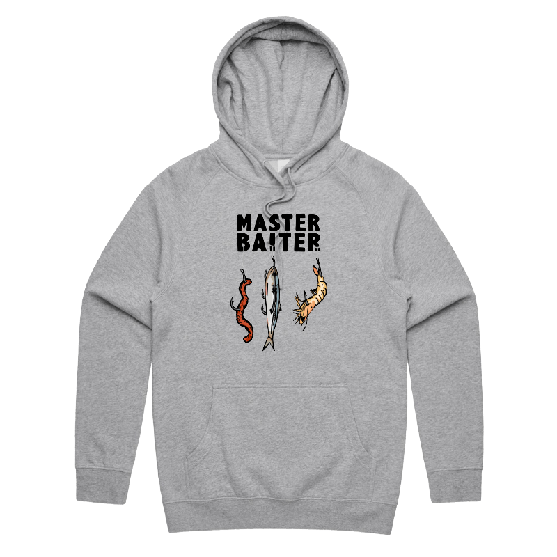 S / Grey / Large Front Print Master Baiter 🎣 - Unisex Hoodie