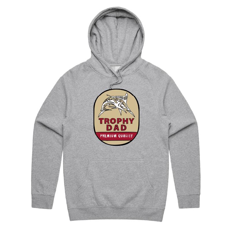 S / Grey / Large Front Print Trophy Dad Northern ๐บ๐ โ Unisex Hoodie
