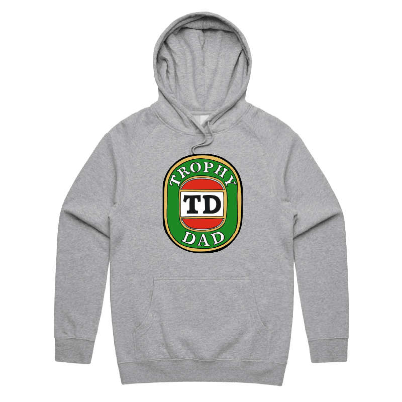 S / Grey / Large Front Print Trophy Dad Victor Bravo ๐บ๐ โ Unisex Hoodie