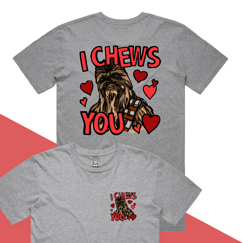 S / Grey / Small Front & Large Back Design Chewie Love ๐๐น โ Men's T Shirt