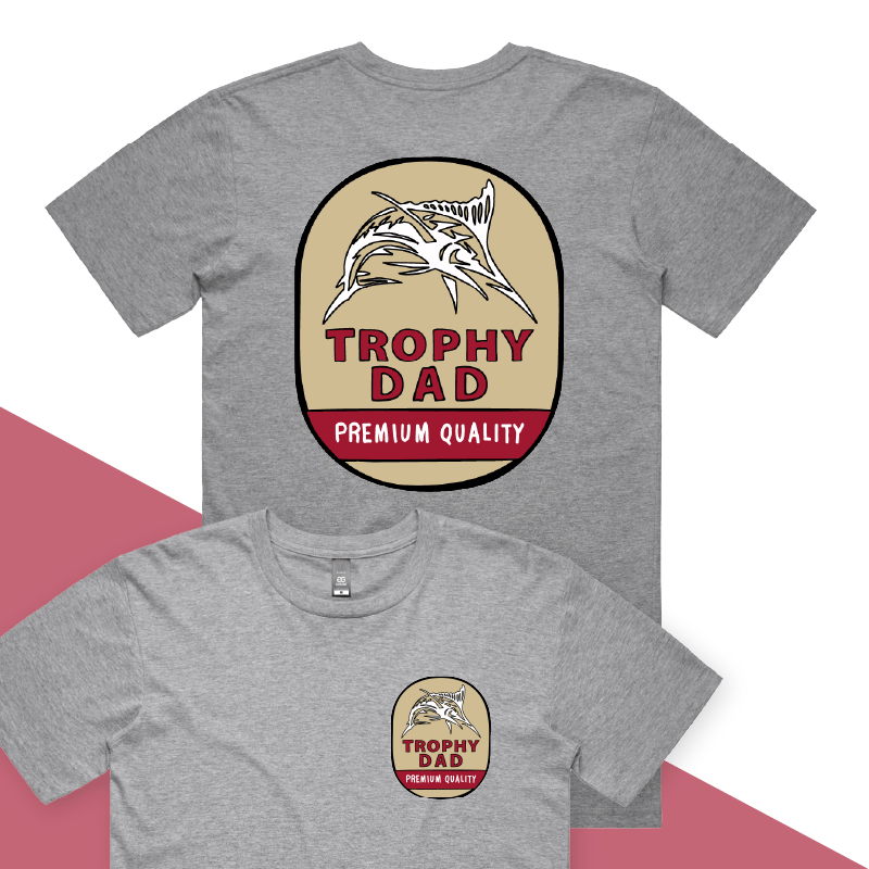 S / Grey / Small Front & Large Back Design Trophy Dad Northern ๐บ๐ โ Men's T Shirt
