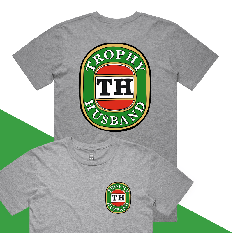 S / Grey / Small Front & Large Back Design Trophy Husband Victor Bravo ๐บ๐ โ Men's T Shirt