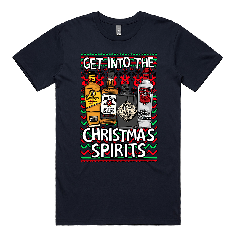S / Navy / Large Front Design Christmas Spirits ๐ฅ - Men's T Shirt