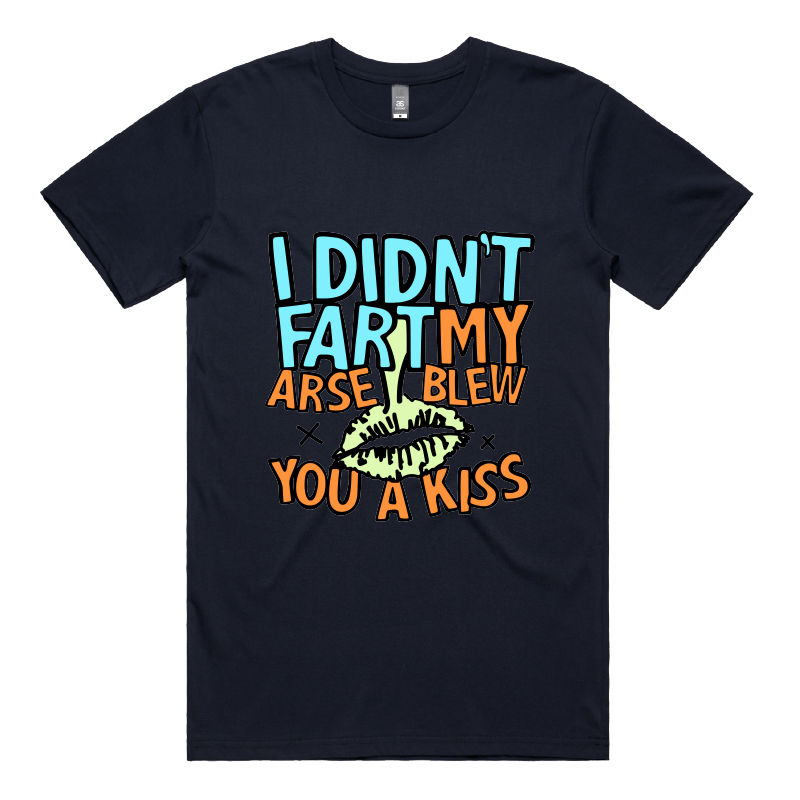 S / Navy / Large Front Design Kiss From Down Under ๐๐จ โ Men's T Shirt