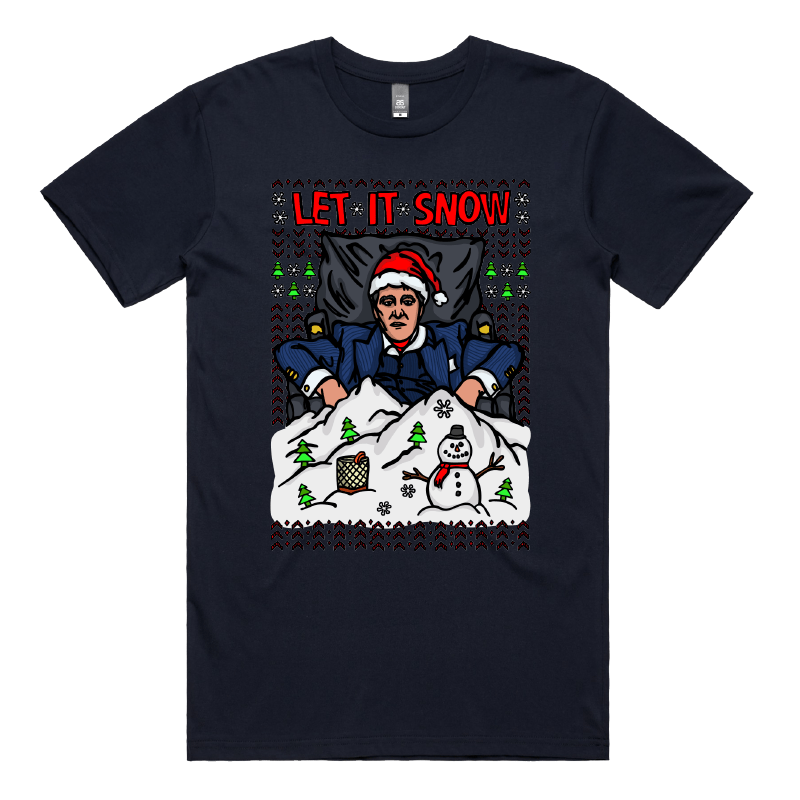 S / Navy / Large Front Design Let It Snow Scarface โ๏ธ๐ค - Men's T Shirt