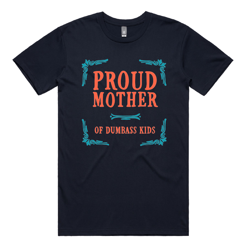 S / Navy / Large Front Design Proud Mother 🥴💩 – Men's T Shirt