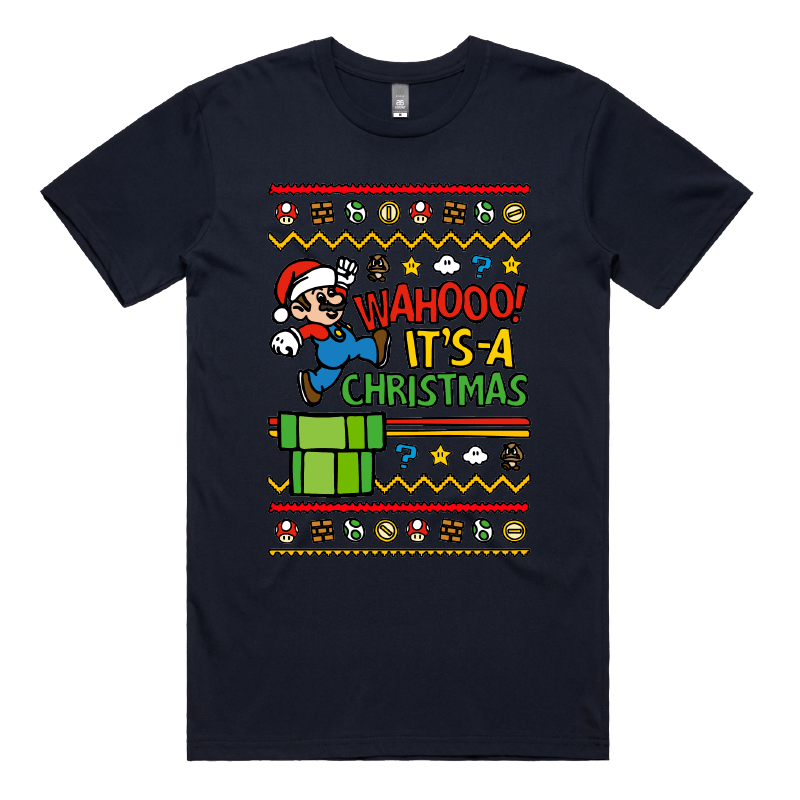 S / Navy / Large Front Design Super Christmas ๐๐
 - Men's T Shirt
