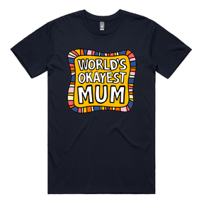 S / Navy / Large Front Design World's Okayest Mum 🌍🏆 – Men's T Shirt
