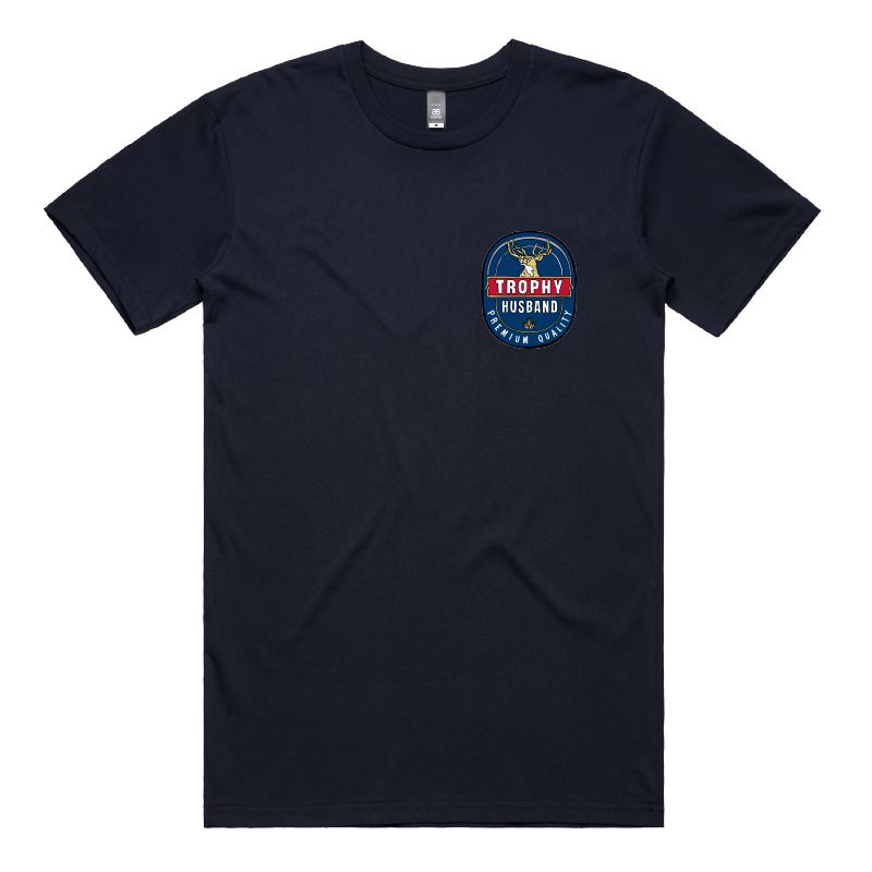 S / Navy / Small Front Design Trophy Husband 2heys ๐บ๐ โ Men's T Shirt