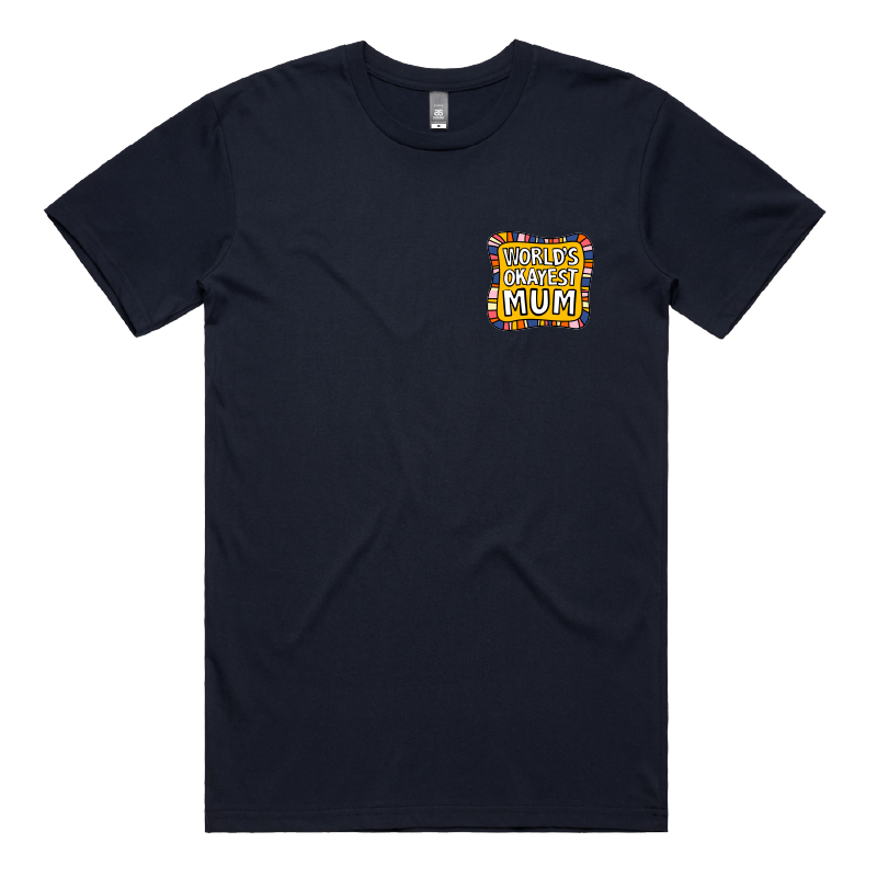 S / Navy / Small Front Design World's Okayest Mum ๐๐ โ Men's T Shirt