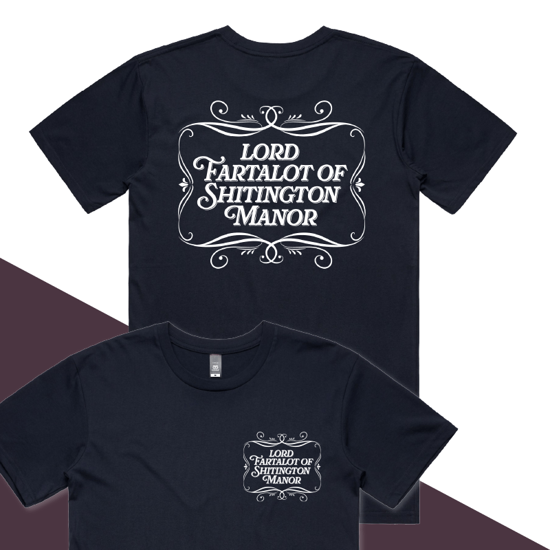 S / Navy / Small Front & Large Back Design Lord Fartalot ๐๐จ โ Men's T Shirt