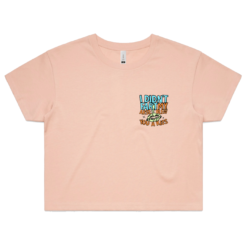 S / Pink Kiss From Down Under 😘💨 – Women's Crop Top
