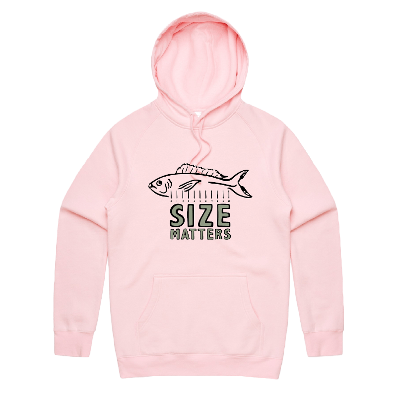 S / Pink / Large Front Print Size Matters ๐๐ โ Unisex Hoodie