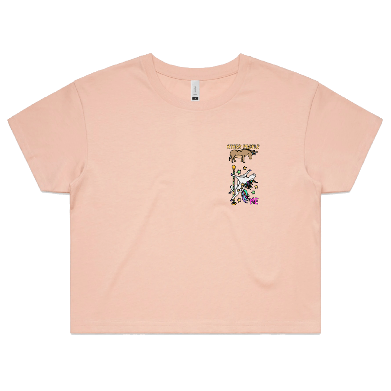 S / Pink Not Like The Others 🐴🦄 – Women's Crop Top