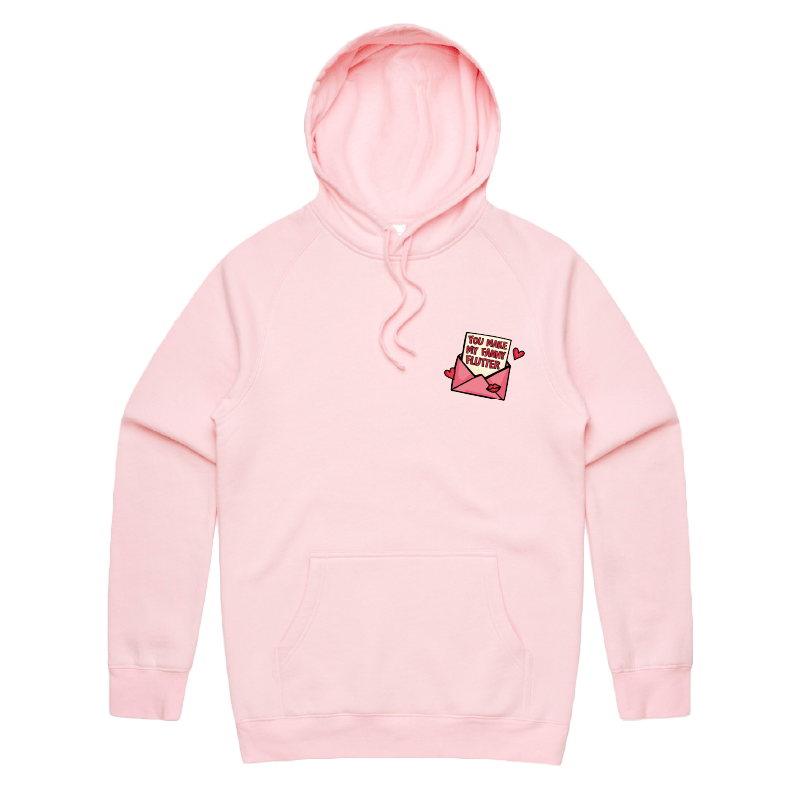 S / Pink / Small Front Print Fanny Flutter ๐ฆ โ Unisex Hoodie