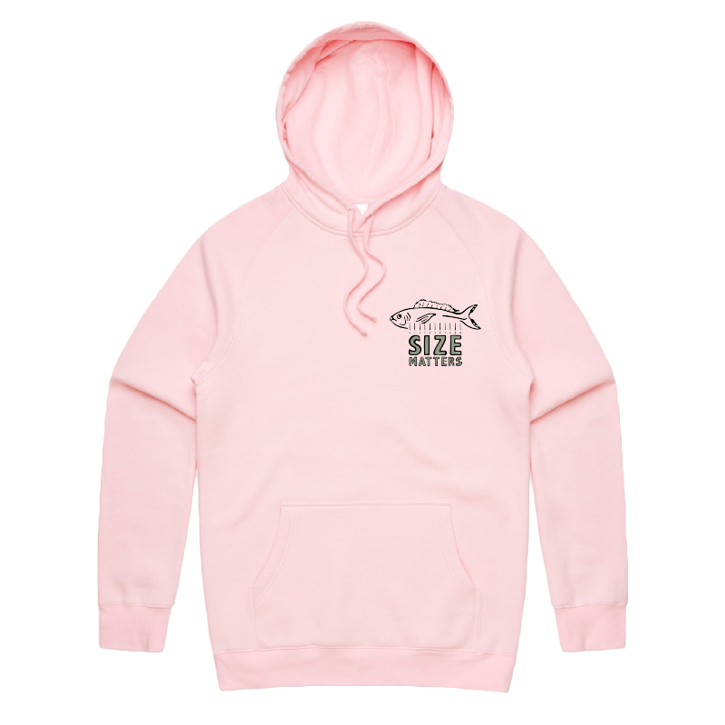 S / Pink / Small Front Print Size Matters ๐๐ โ Unisex Hoodie