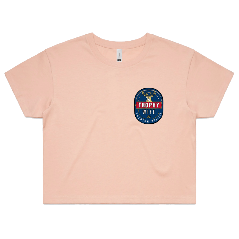 S / Pink Trophy Wife 2heys 🍺🏆 – Women's Crop Top