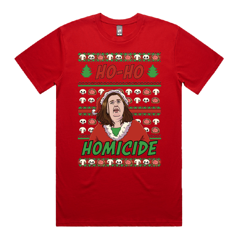 S / Red / Large Front Design Merry Mushroom Lady 🍄🟫🎄 - Men's T Shirt