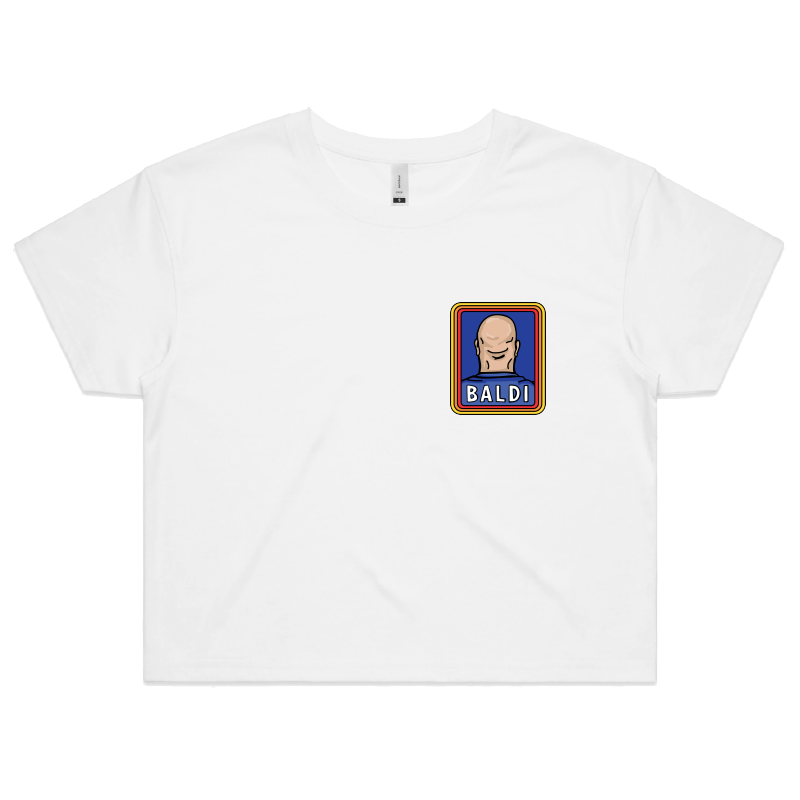 S / White Baldi 👨🏻🦲✂️ – Women's Crop Top