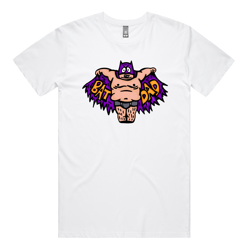 S / White / Large Front Design Bat Dad 🦹🏻♂️⚾️ - Men's T Shirt