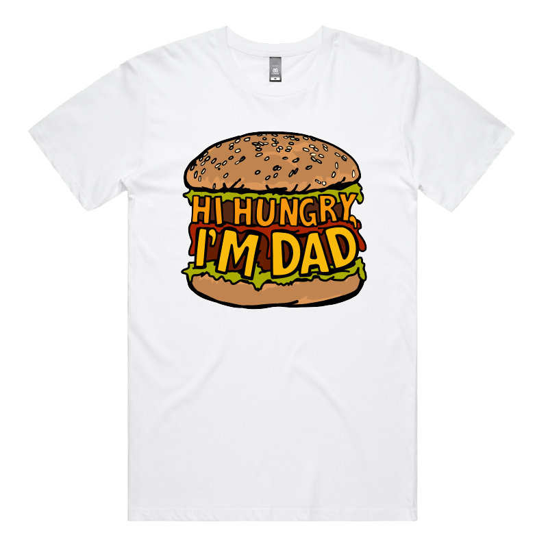 S / White / Large Front Design Hi Hungry, I'm Dad ๐ - Men's T Shirt