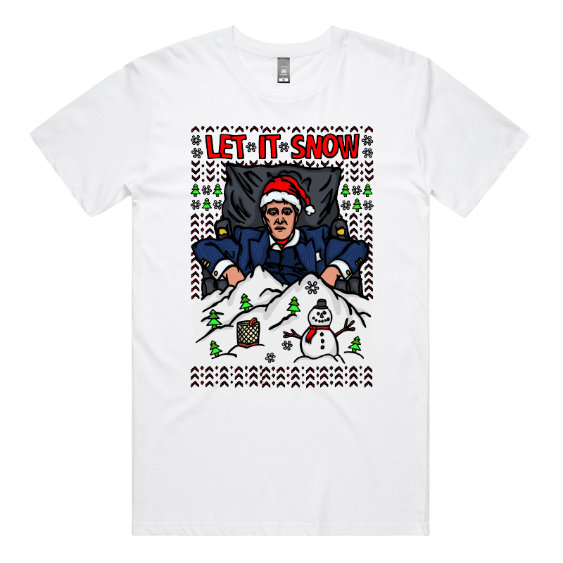S / White / Large Front Design Let It Snow Scarface โ๏ธ๐ค - Men's T Shirt